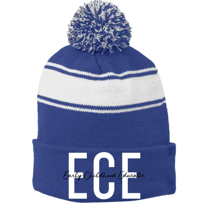 Ece Early Hood Educator Teacher Special Education Gift Stripe Pom Pom Beanie