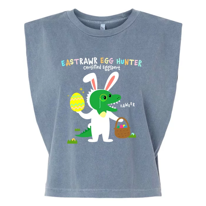 Eastrawr Egg Hunter Certified Eggspert Easter T Rex Dinosaur Gift Garment-Dyed Women's Muscle Tee