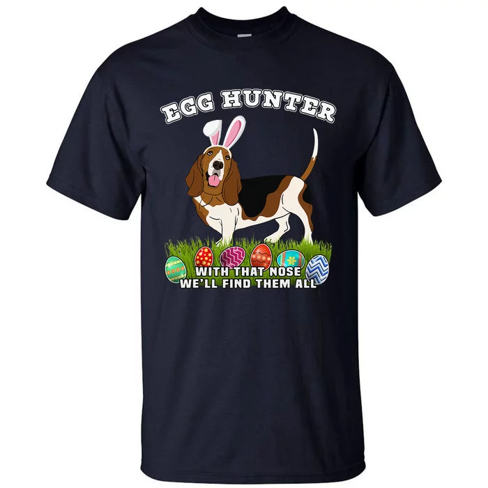 Easter Egg Hunting Dog Bunny Basset Hound Tall T-Shirt