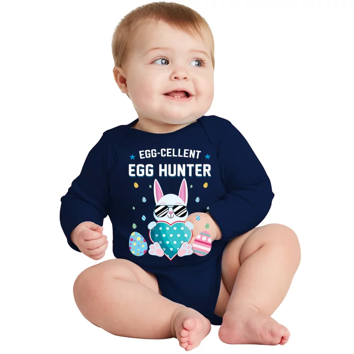 Egggiftcellent Egg Hunter Cute Bunny Funny Easter Day Gift Baby Long Sleeve Bodysuit