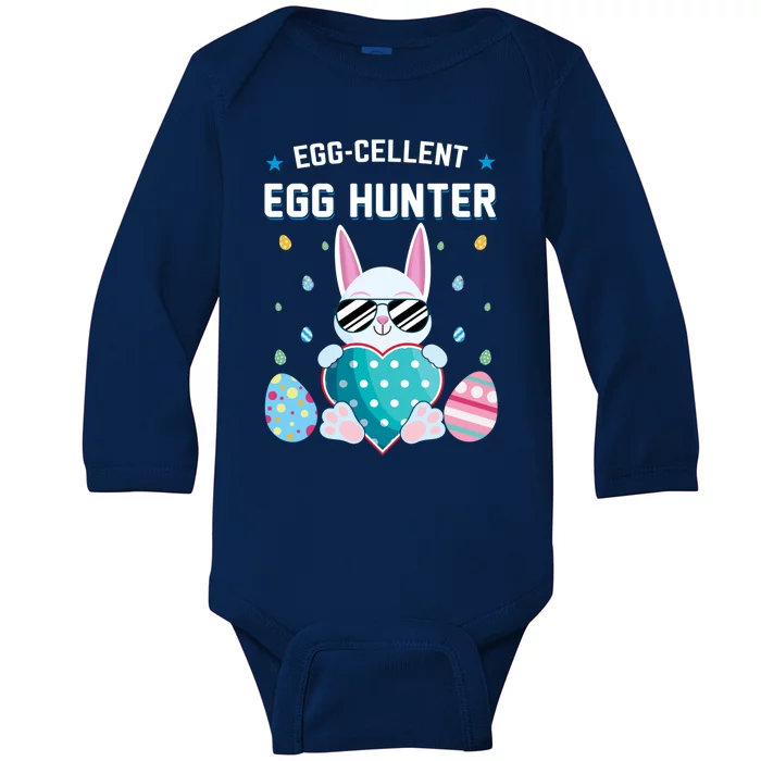 Egggiftcellent Egg Hunter Cute Bunny Funny Easter Day Gift Baby Long Sleeve Bodysuit