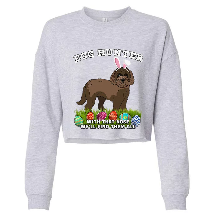 Easter Egg Hunting Dog Eggspert Labradoodle Cropped Pullover Crew