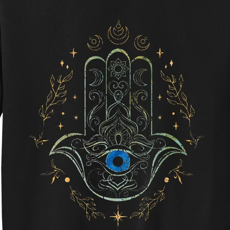 Evil Eye Hamsa Hand Nazar Amulet Protection Celestial Yoga Tall Sweatshirt