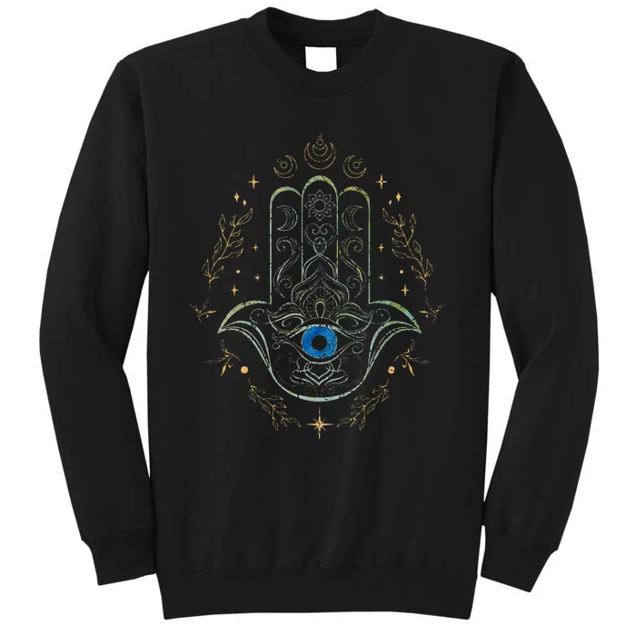 Evil Eye Hamsa Hand Nazar Amulet Protection Celestial Yoga Tall Sweatshirt