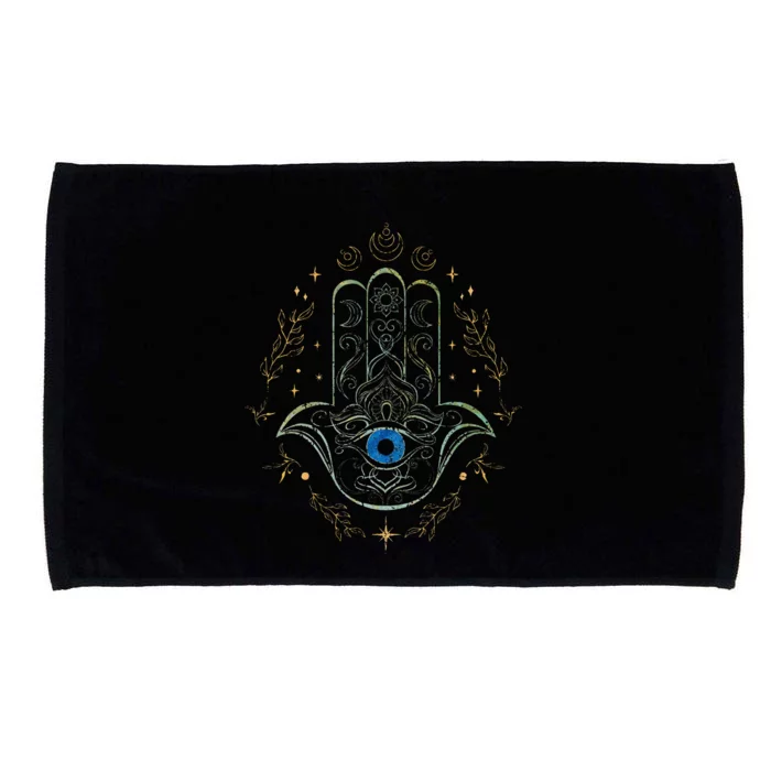 Evil Eye Hamsa Hand Nazar Amulet Protection Celestial Yoga Microfiber Hand Towel