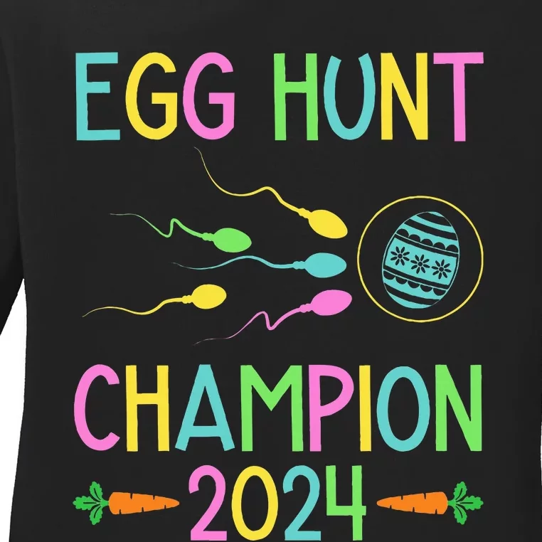 Easter Egg Hunt Champion Funny Dad Ladies Long Sleeve Shirt