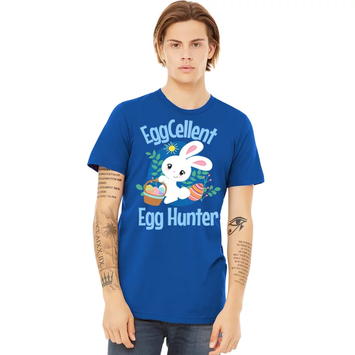 Eggcellent Egg Hunter Cute Easter Bunny Quote Saying Graphic Great Gift Premium T-Shirt