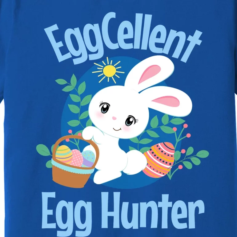 Eggcellent Egg Hunter Cute Easter Bunny Quote Saying Graphic Great Gift Premium T-Shirt