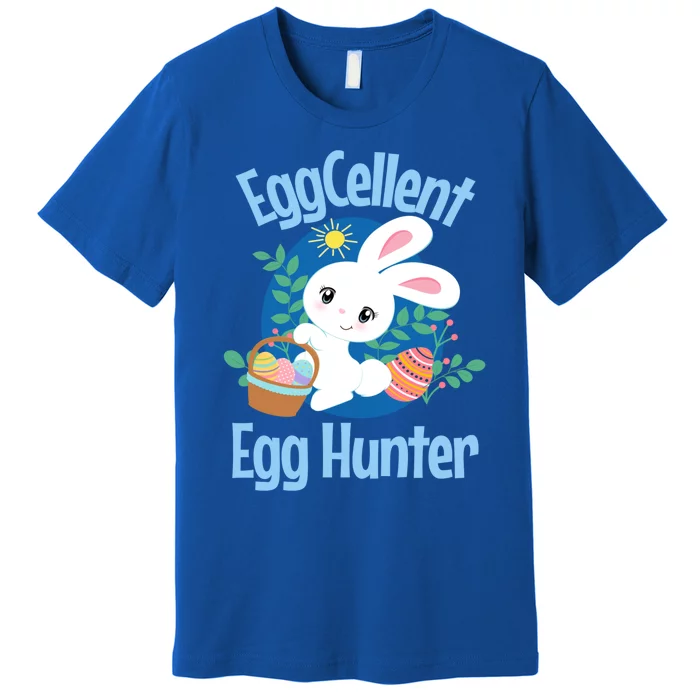 Eggcellent Egg Hunter Cute Easter Bunny Quote Saying Graphic Great Gift Premium T-Shirt