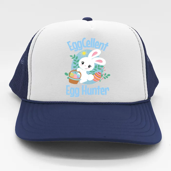 Eggcellent Egg Hunter Cute Easter Bunny Quote Saying Graphic Great Gift Trucker Hat