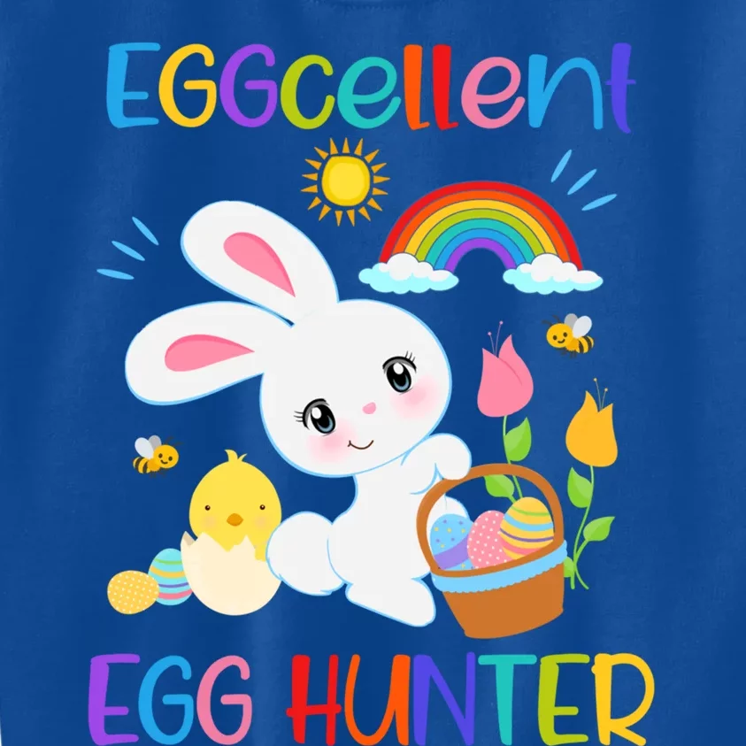 Eggcellent Egg Hunter Funny Easter Bunny Pun Christian Cool Gift Kids Sweatshirt