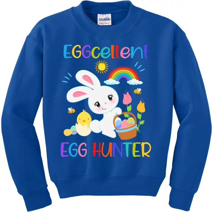 Eggcellent Egg Hunter Funny Easter Bunny Pun Christian Cool Gift Kids Sweatshirt