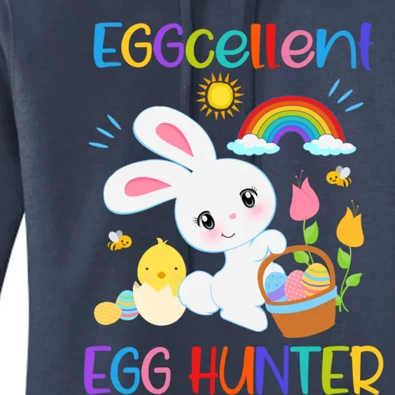 Eggcellent Egg Hunter Funny Easter Bunny Pun Christian Cool Gift Women's Pullover Hoodie