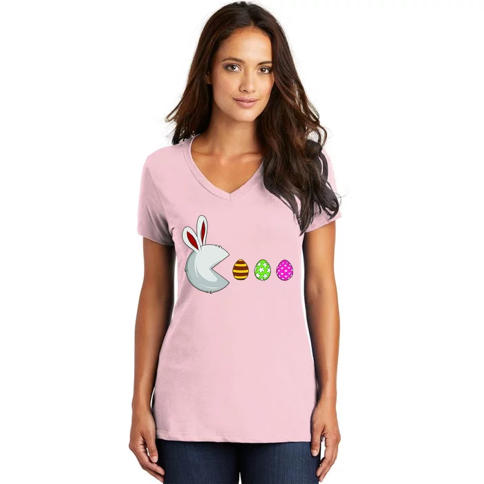 Easter Egg Hunting Video Game Gamer Bunny Lover Easter Gaming Women's V-Neck T-Shirt