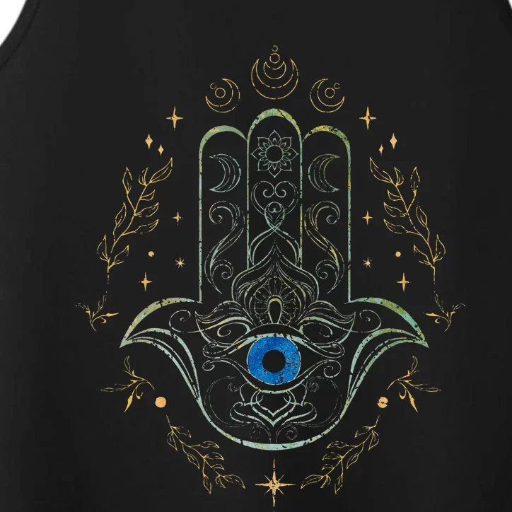 Evil Eye Hamsa Hand Nazar Amulet Protection Celestial Yoga Performance Tank