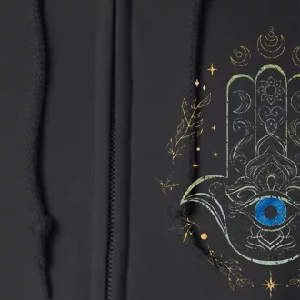 Evil Eye Hamsa Hand Nazar Amulet Protection Celestial Yoga Full Zip Hoodie