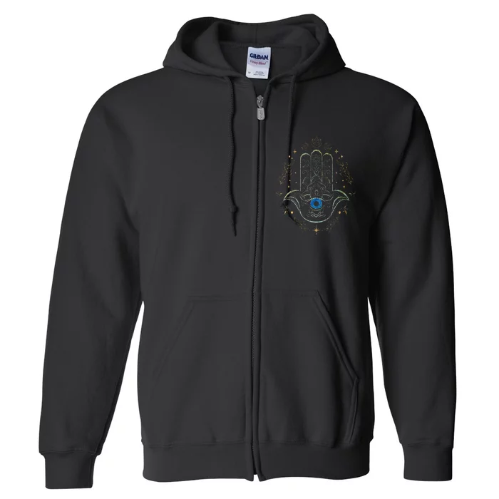 Evil Eye Hamsa Hand Nazar Amulet Protection Celestial Yoga Full Zip Hoodie