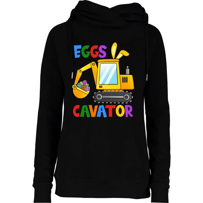 Eggscavator Egg Hunting Excavator Easter Womens Funnel Neck Pullover Hood