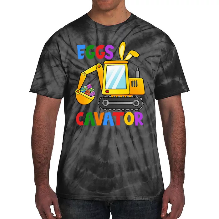 Eggscavator Egg Hunting Excavator Easter Tie-Dye T-Shirt