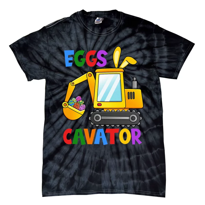 Eggscavator Egg Hunting Excavator Easter Tie-Dye T-Shirt