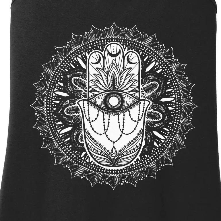 Evil Eye Hamsa Hand Mandala Yoga Meditation Spiritual Ladies Essential Tank