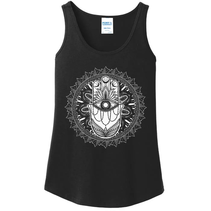 Evil Eye Hamsa Hand Mandala Yoga Meditation Spiritual Ladies Essential Tank