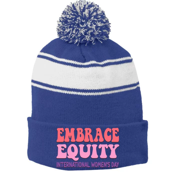 Embrace Equity International Day Parade Gift Stripe Pom Pom Beanie