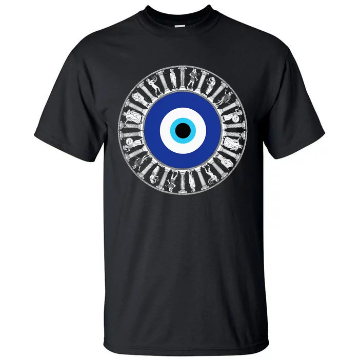 Evil Eye In Greek Key Circle Greek Key Around Greek Evil Eye Tall T-Shirt