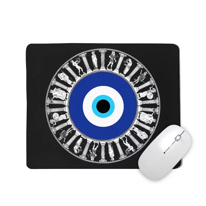 Evil Eye In Greek Key Circle Greek Key Around Greek Evil Eye Mousepad