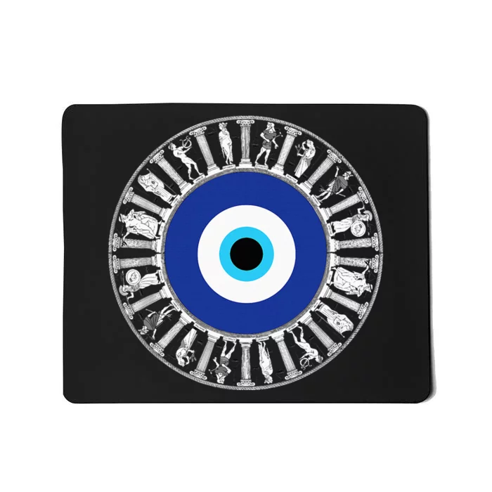 Evil Eye In Greek Key Circle Greek Key Around Greek Evil Eye Mousepad