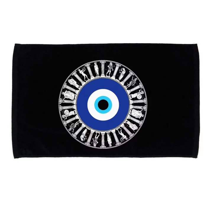 Evil Eye In Greek Key Circle Greek Key Around Greek Evil Eye Microfiber Hand Towel