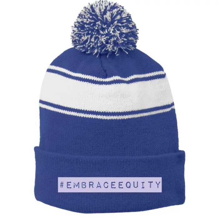 Embrace Equity International 'S Day March 8th Gift Stripe Pom Pom Beanie