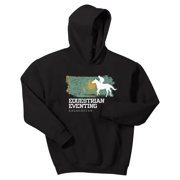 Equestrian Eventing Kazakhstan Rider Horse Kids Hoodie