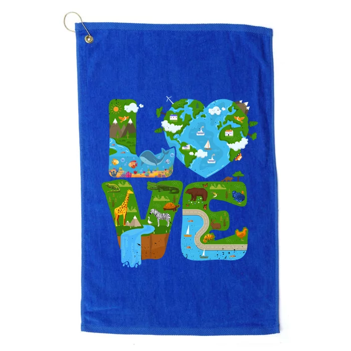 Ecology Earth Love Environtal Awareness Save The Planet Cute Gift Platinum Collection Golf Towel