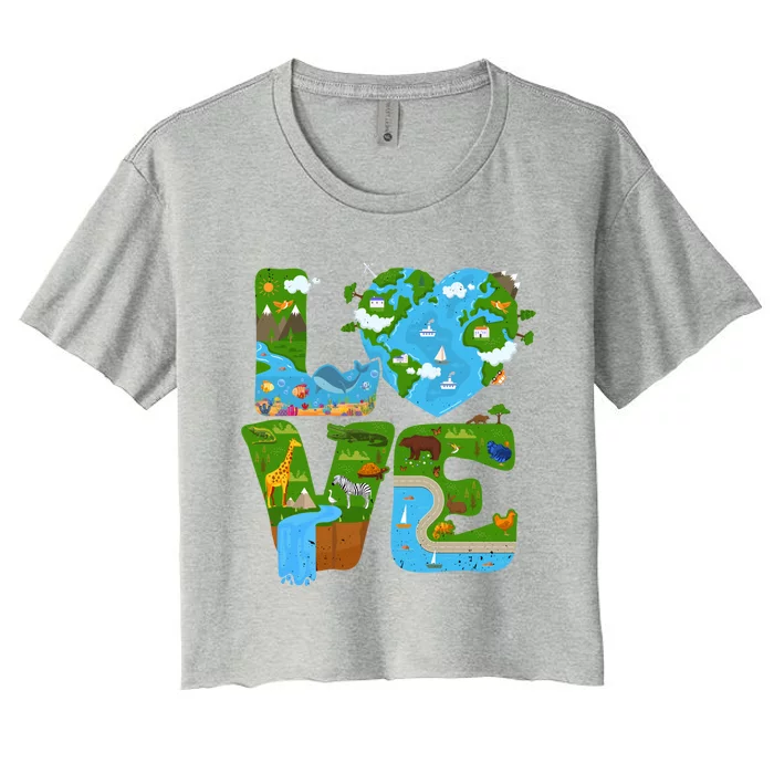 Ecology Earth Love Environtal Awareness Save The Planet Cute Gift Women's Crop Top Tee