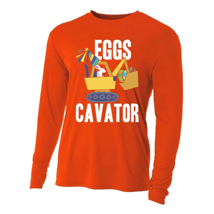 Eggscavator Excavator Lover Easter Sunday Holy Week Gift Cooling Performance Long Sleeve Crew