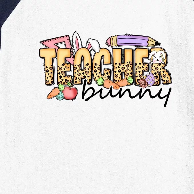 Easter Eggs Leopard Teacher Funny Bunny Easter Day Baseball Sleeve Shirt