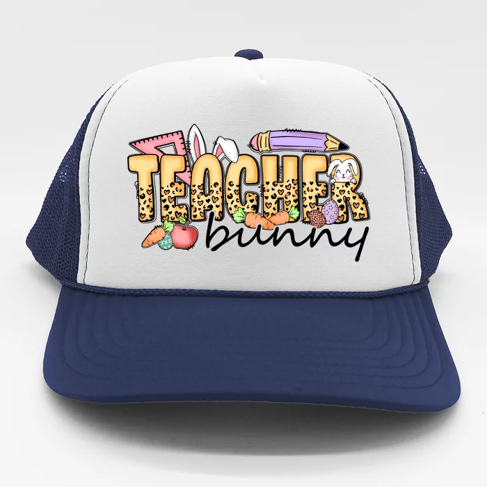 Easter Eggs Leopard Teacher Funny Bunny Easter Day Trucker Hat