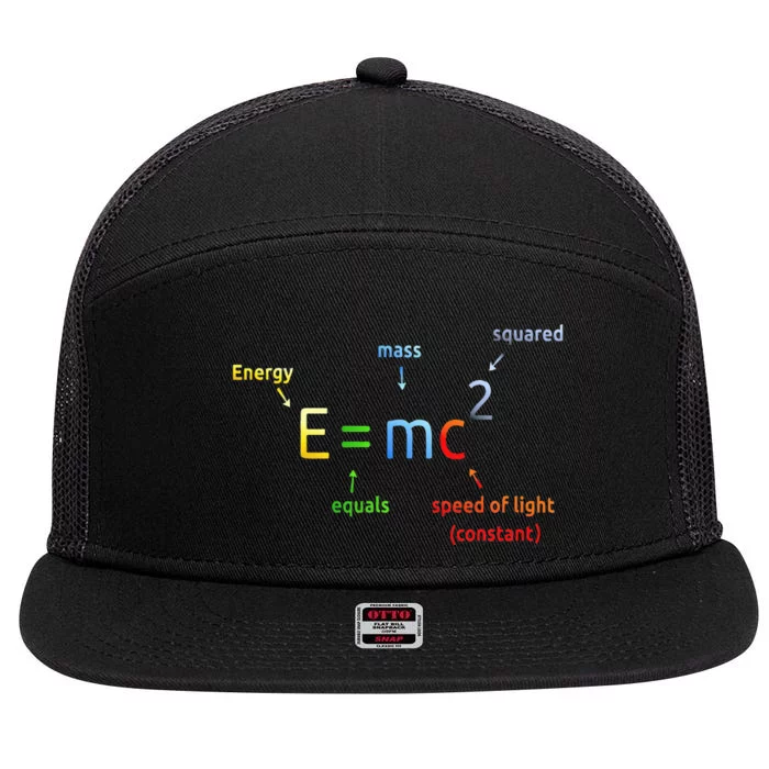 E Equals M C Squared E=Mc2 Science Equation 7 Panel Mesh Trucker Snapback Hat