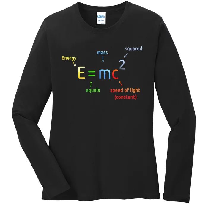 E Equals M C Squared E=Mc2 Science Equation Ladies Long Sleeve Shirt