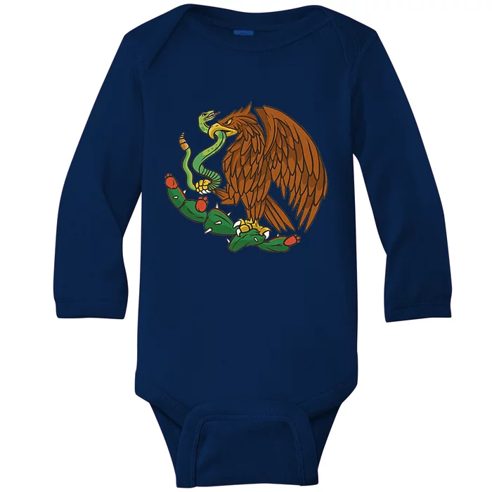 Eagle Emblem Mexico Mexican Flag Cinco De Mayo Mexican Roots Baby Long Sleeve Bodysuit