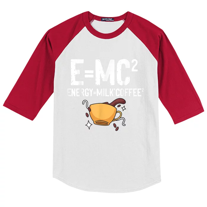 E=MC2 Energy Milk Coffee Funny Chemistry Science Kids Colorblock Raglan Jersey