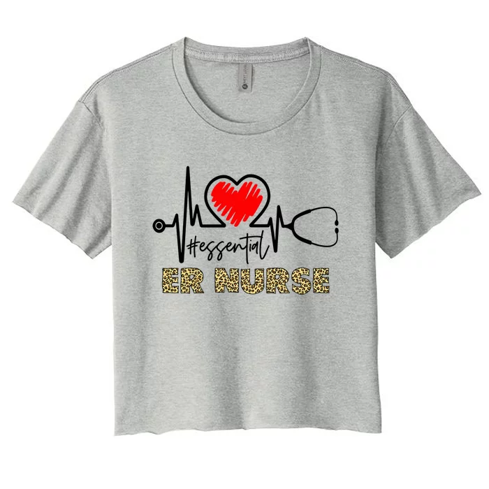 Essential Er Nurse Heartbeat Er Nurse Gift Women's Crop Top Tee