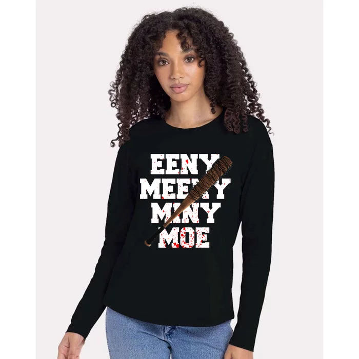 Eeny Meeny Miny Moe Neagan Zombie Killing Walkers Bloody Bat Womens Cotton Relaxed Long Sleeve T-Shirt