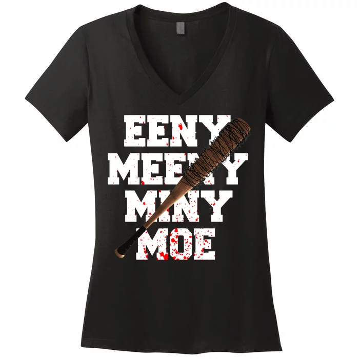 Eeny Meeny Miny Moe Neagan Zombie Killing Walkers Bloody Bat Women's V-Neck T-Shirt