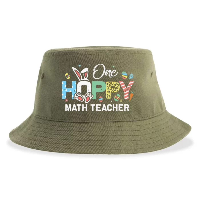 Easter Egg One Hoppy Math Teacher Bunny Happy Easter Day Sustainable Bucket Hat