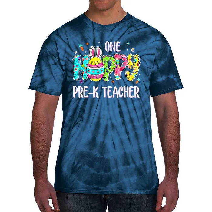 Easter Egg One Hoppy Pre K Teacher Bunny Easter Day Tie-Dye T-Shirt