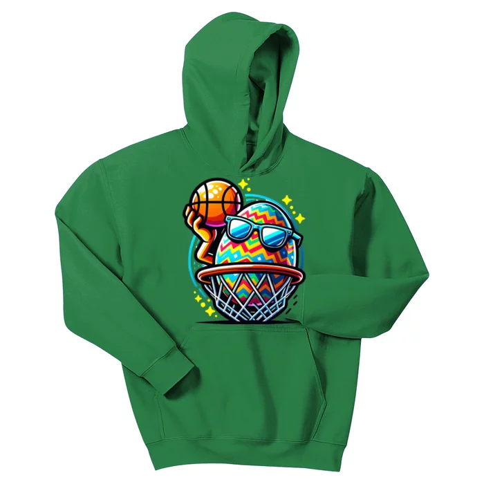 Easter Egg Playing Basketball Sports Kids Hoodie