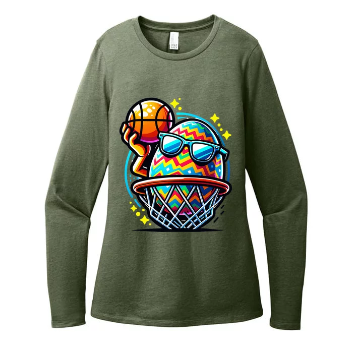 Easter Egg Playing Basketball Sports Womens CVC Long Sleeve Shirt