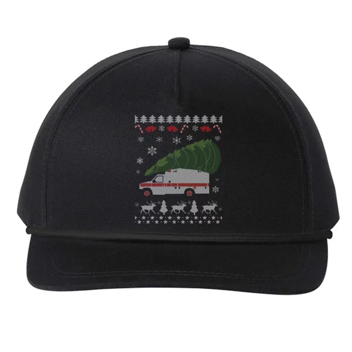 Ems Emt Paramedic First Responder Ugly Christmas Ambulance Gift Snapback Five-Panel Rope Hat